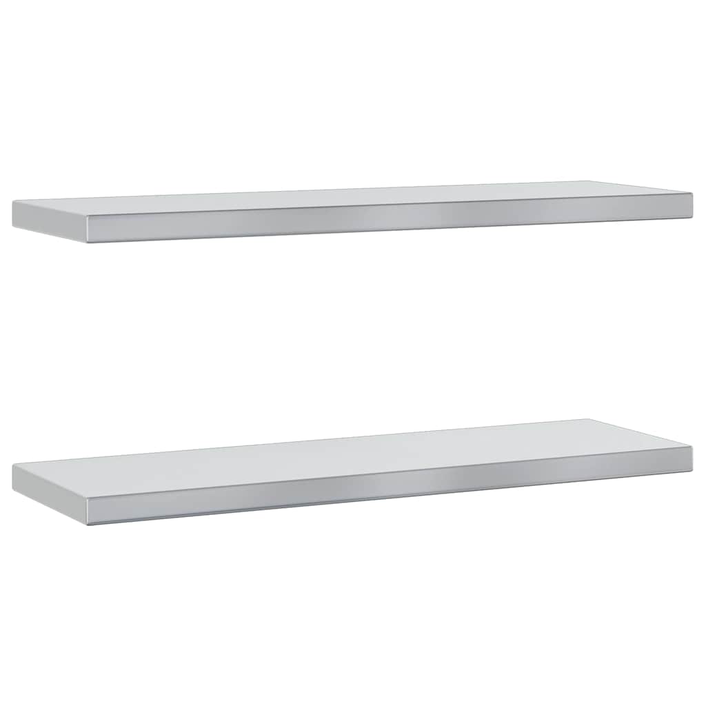 Mensole a Muro 2 pz 75x23,5cm Argento in Acciaio Inossidabile | homemem39