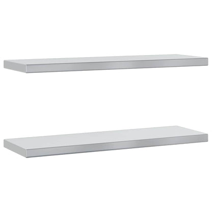 Mensole a Muro 2 pz 75x23,5cm Argento in Acciaio Inossidabile | homemem39