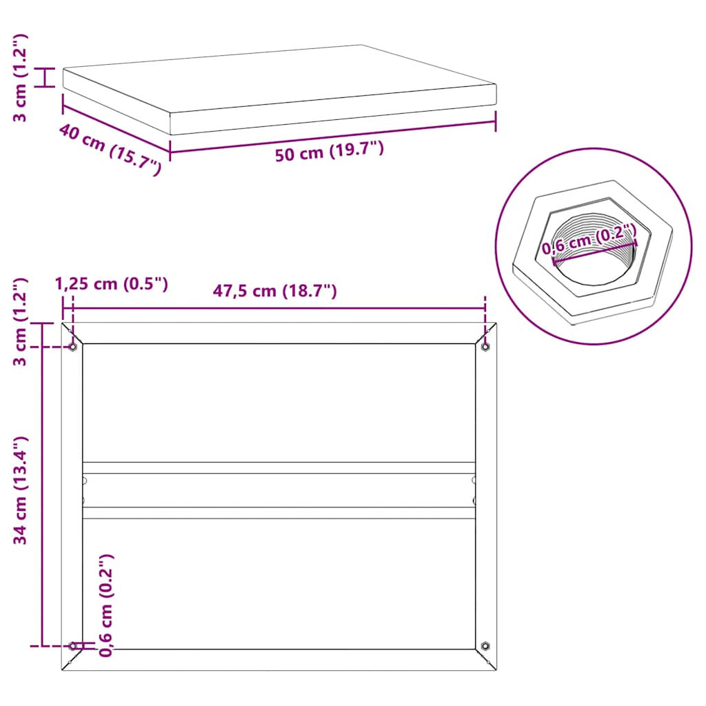 Mensole a Muro 2 pz 50x40 cm Argento in Acciaio Inossidabile | homemem39