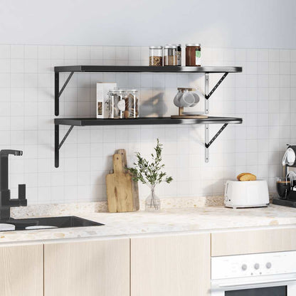 Mensole a Muro 2 pz 100x40 cm Nero in Acciaio Inossidabile | homemem39