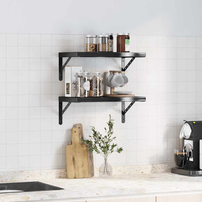 Mensole a Muro 2 pz 50x30 cm Nero in Acciaio Inossidabile | homemem39
