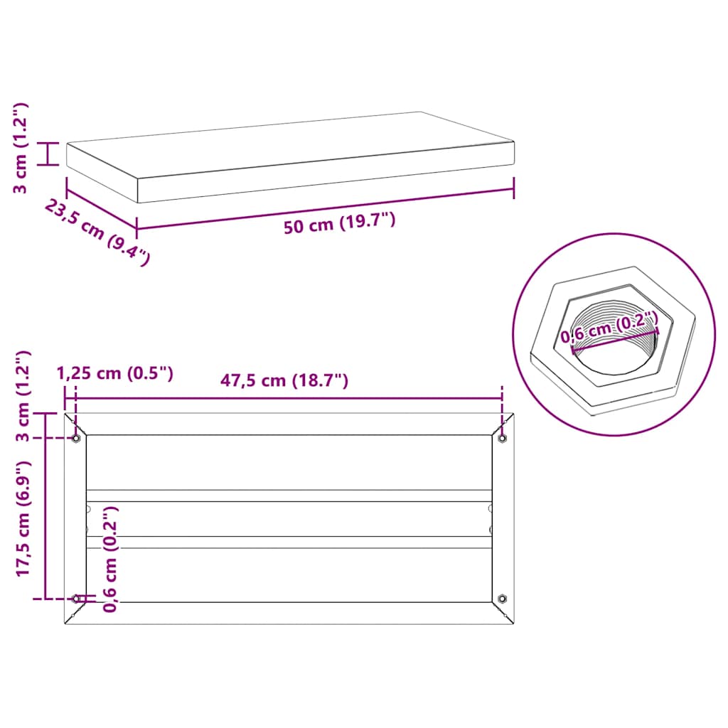 Mensole a Muro 2 pz 50x23,5 cm Nero in Acciaio Inossidabile | homemem39