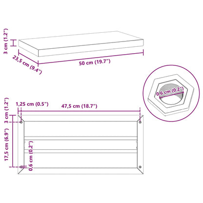 Mensole a Muro 2 pz 50x23,5 cm Nero in Acciaio Inossidabile | homemem39