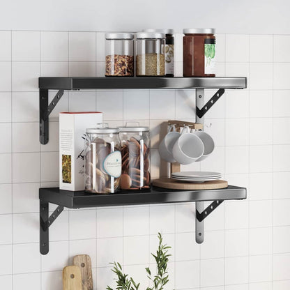 Mensole a Muro 2 pz 50x23,5 cm Nero in Acciaio Inossidabile | homemem39