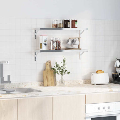 Staffe per Mensola 4 pz 20x2,5x14 cm in Acciaio Inox Argento | homemem39