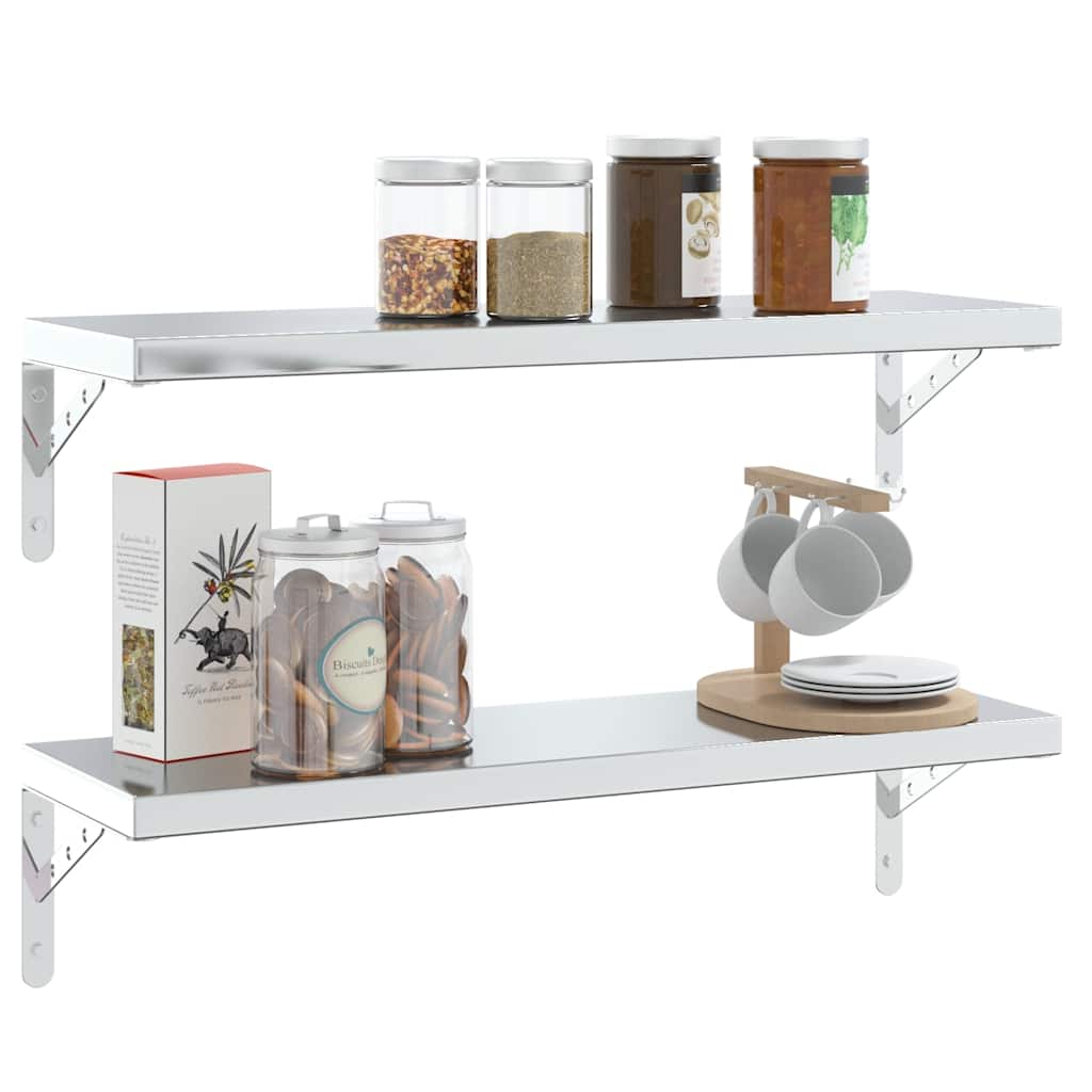 Staffe per Mensola 4 pz 23,5x2,5x15,5cm in Acciaio Inox Argento | homemem39