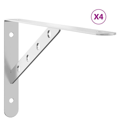 Staffe per Mensola 4 pz 30x2,5x15,5 cm in Acciaio Inox Argento | homemem39