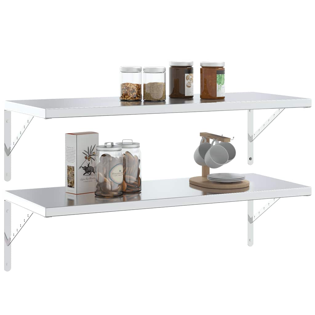 Staffe per Mensola 4 pz 40x2,5x25 cm in Acciaio Inox Argento | homemem39