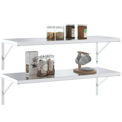 Staffe per Mensola 4 pz 40x2,5x25 cm in Acciaio Inox Argento