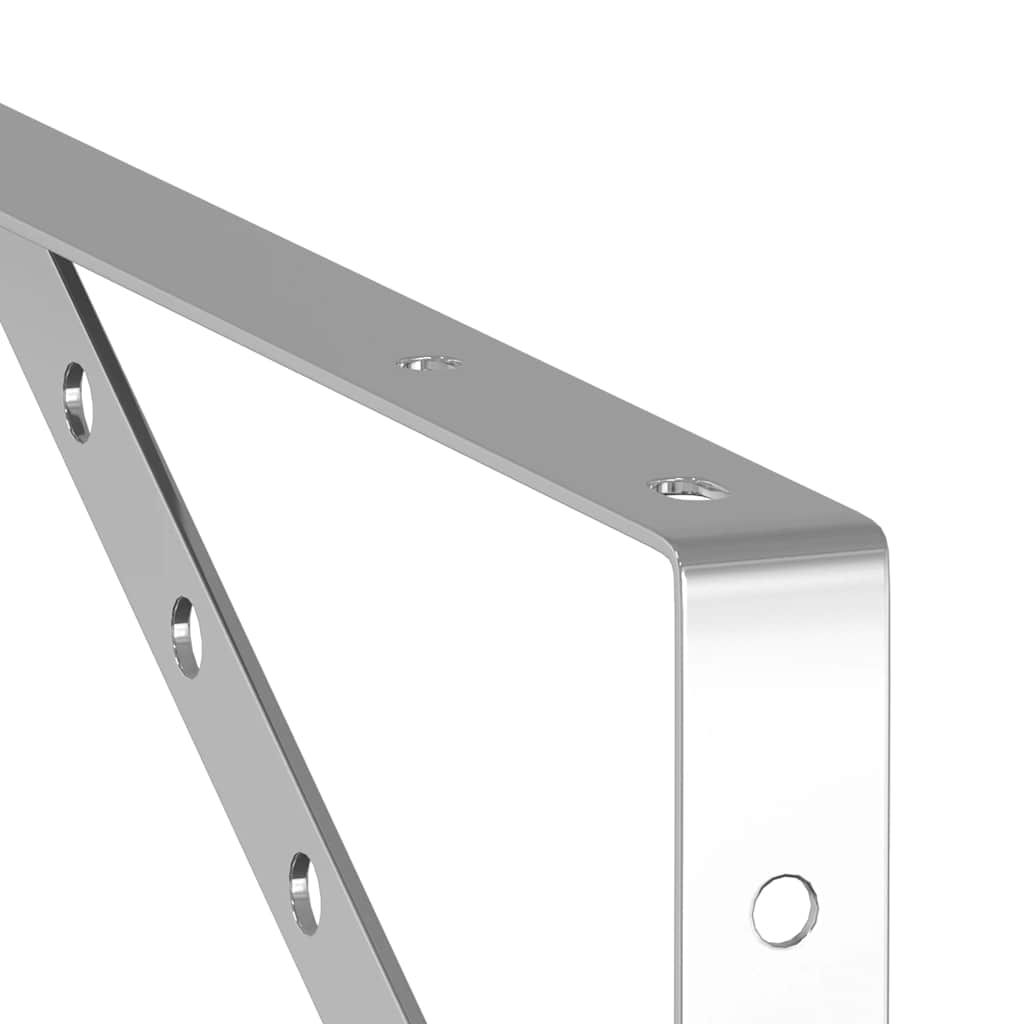 Staffe per Mensola 4 pz 40x2,5x25 cm in Acciaio Inox Argento
