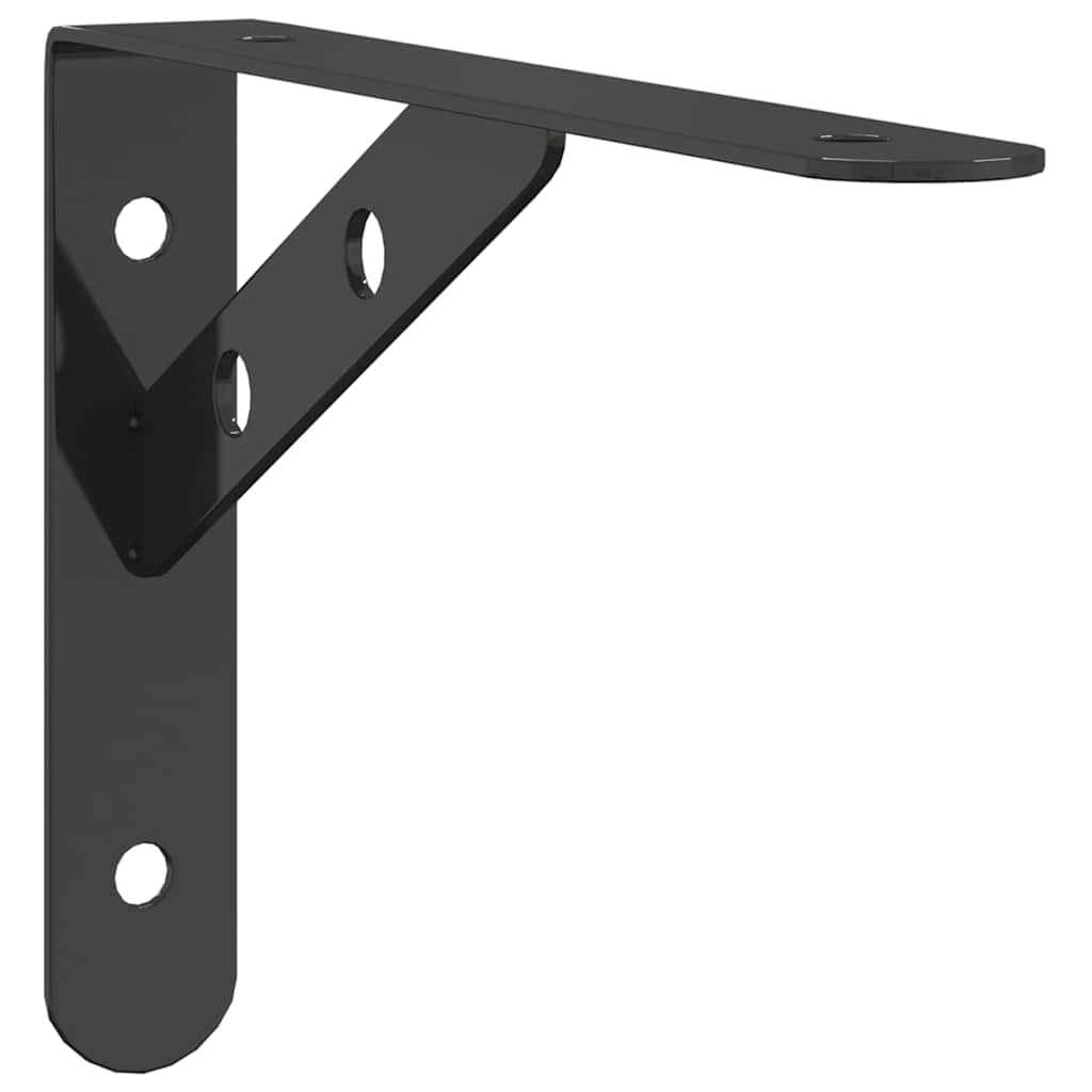 Staffe per Mensola 4 pz 20x2,5x14 cm in Acciaio Inox Nero | homemem39