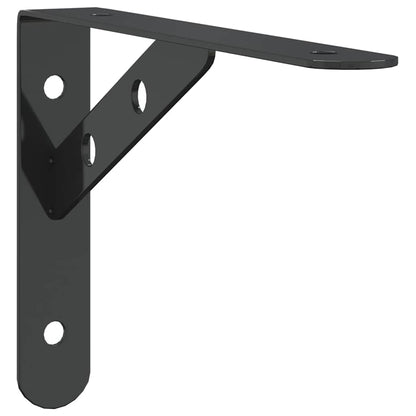 Staffe per Mensola 4 pz 20x2,5x14 cm in Acciaio Inox Nero