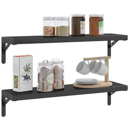 Staffe per Mensola 4 pz 20x2,5x14 cm in Acciaio Inox Nero
