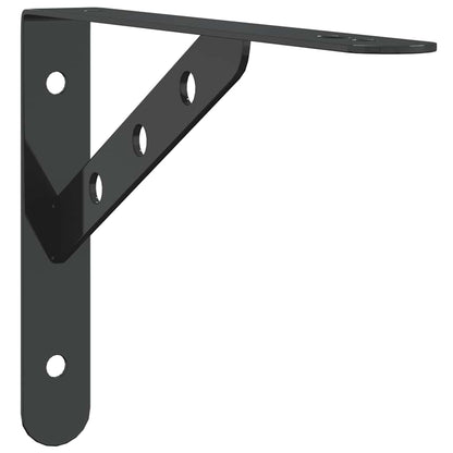 Staffe per Mensola 4 pz 23,5x2,5x15,5 cm in Acciaio Inox Nero | homemem39
