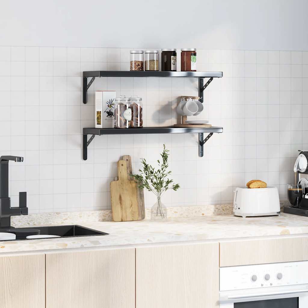 Staffe per Mensola 4 pz 23,5x2,5x15,5 cm in Acciaio Inox Nero | homemem39