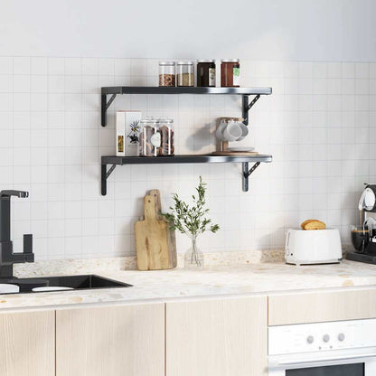 Staffe per Mensola 4 pz 23,5x2,5x15,5 cm in Acciaio Inox Nero | homemem39