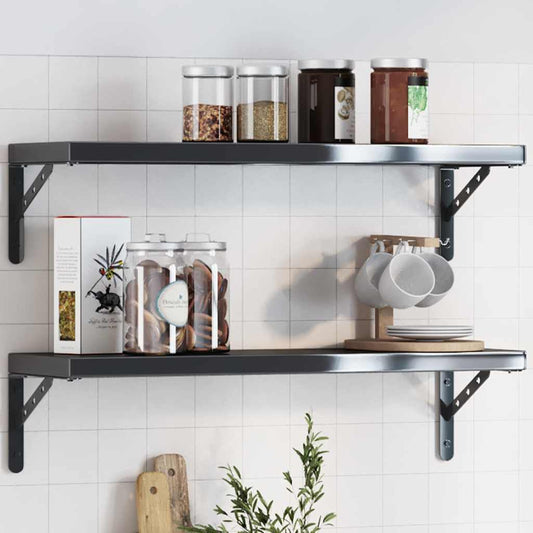 Staffe per Mensola 4 pz 23,5x2,5x15,5 cm in Acciaio Inox Nero | homemem39