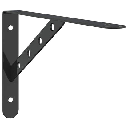 Staffe per Mensola 4 pz 30x2,5x15,5 cm in Acciaio Inox Nero | homemem39
