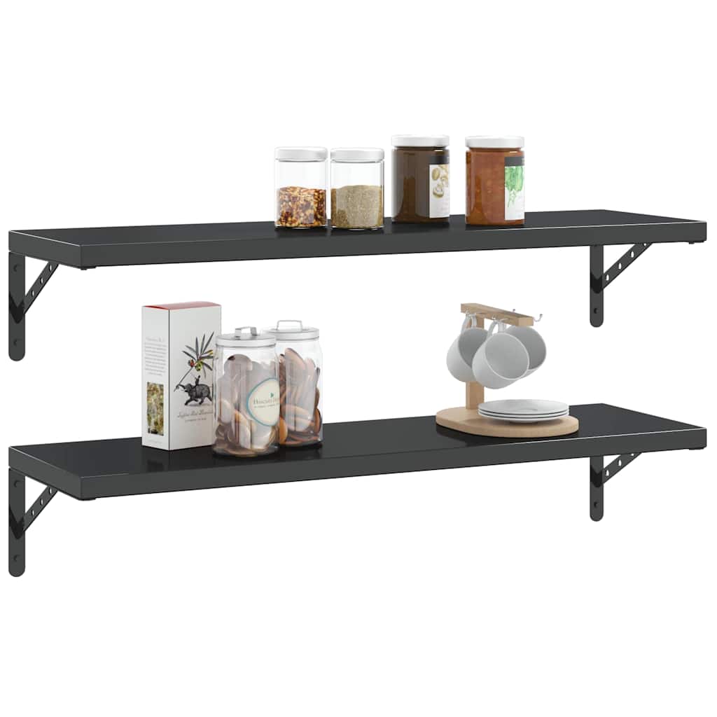 Staffe per Mensola 4 pz 30x2,5x15,5 cm in Acciaio Inox Nero | homemem39