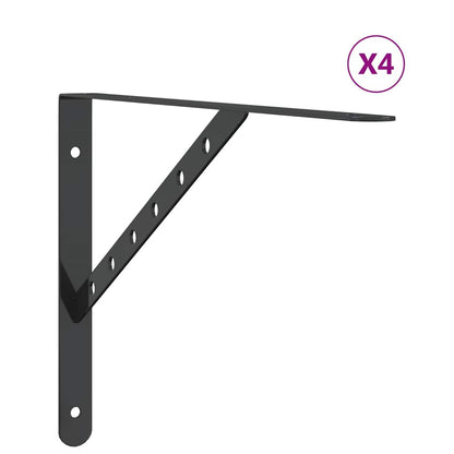 Staffe per Mensola 4 pz 40x2,5x25 cm in Acciaio Inox Nero | homemem39
