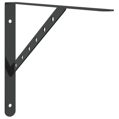 Staffe per Mensola 4 pz 40x2,5x25 cm in Acciaio Inox Nero | homemem39