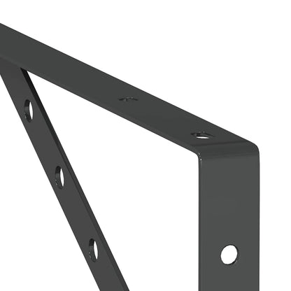 Staffe per Mensola 4 pz 40x2,5x25 cm in Acciaio Inox Nero | homemem39