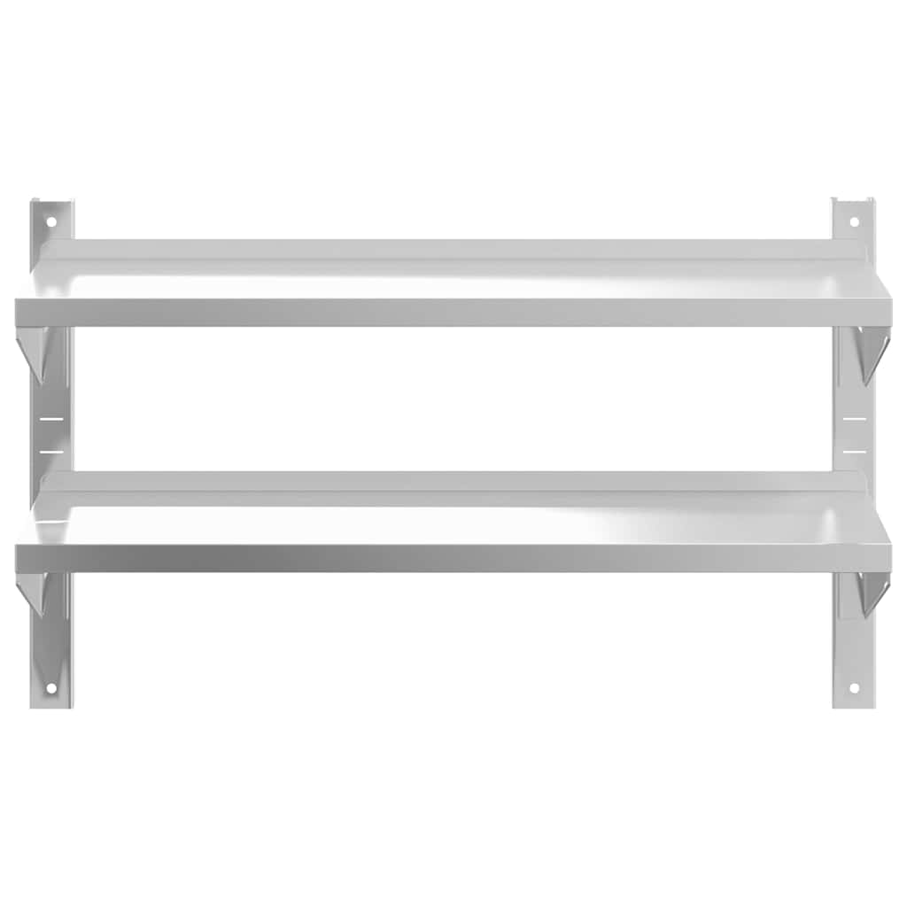 Mensola a Muro 2 Ripiani 100x23,5x60cm Argento in Acciaio Inox | homemem39