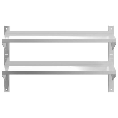 Mensola a Muro 2 Ripiani 100x23,5x60cm Argento in Acciaio Inox | homemem39