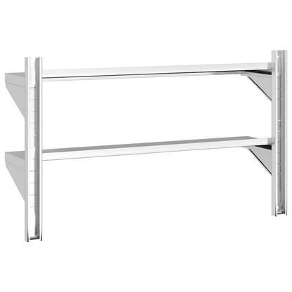 Mensola a Muro 2 Ripiani 100x23,5x60cm Argento in Acciaio Inox