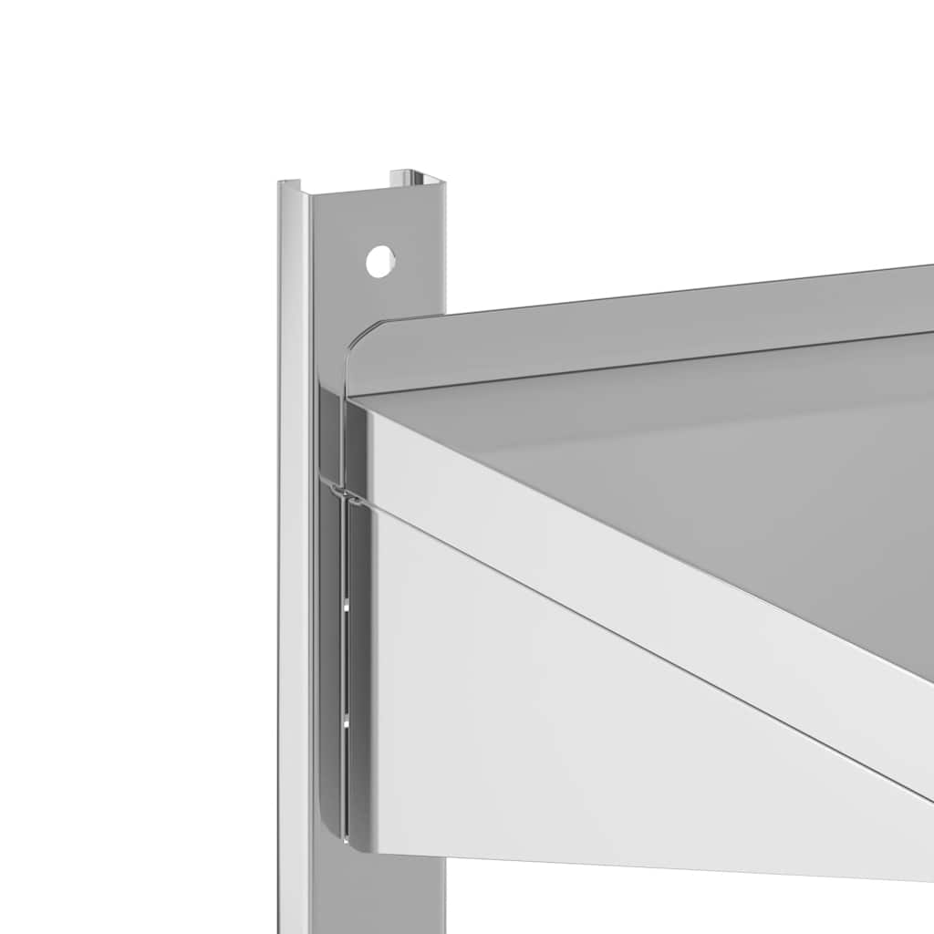 Mensola Muro 2 Ripiani 75x40x60cm Argento Acciaio Inossidabile | homemem39