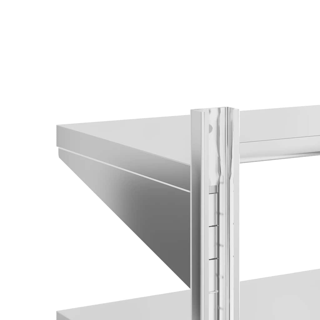 Mensola Muro 2 Ripiani 75x40x60cm Argento Acciaio Inossidabile | homemem39