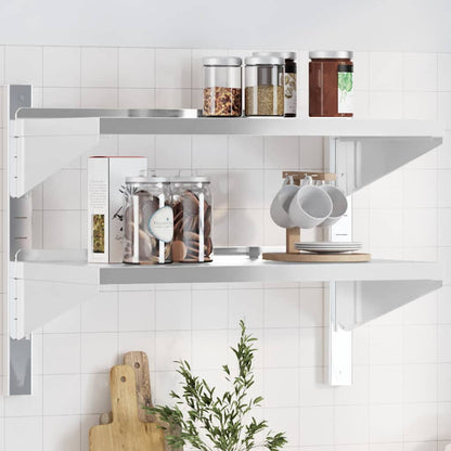 Mensola Muro 2 Ripiani 75x40x60cm Argento Acciaio Inossidabile | homemem39