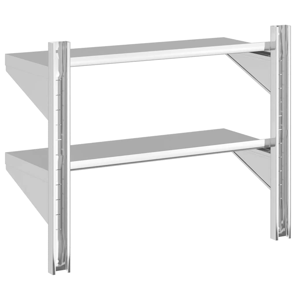 Mensola Muro 2 Ripiani 75x30x60cm Argento Acciaio Inossidabile | homemem39