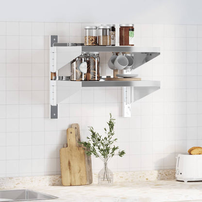 Mensola Muro 2 Ripiani 50x40x48 cm Argento Acciaio Inossidabile | homemem39