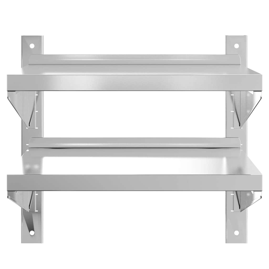 Mensola Muro 2 Ripiani 50x40x48 cm Argento Acciaio Inossidabile | homemem39