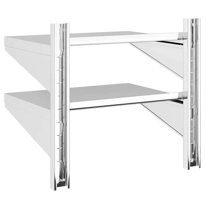 Mensola Muro 2 Ripiani 50x40x48 cm Argento Acciaio Inossidabile | homemem39