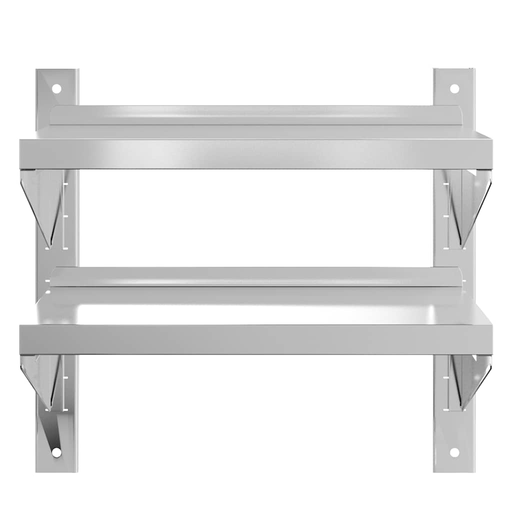 Mensola Muro 2 Ripiani 50x30x48 cm Argento Acciaio Inossidabile | homemem39