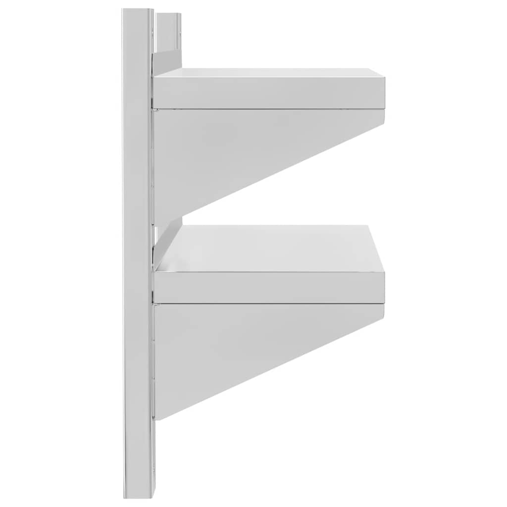 Mensola a Muro 2 Ripiani 50x23,5x48cm Argento in Acciaio Inox | homemem39