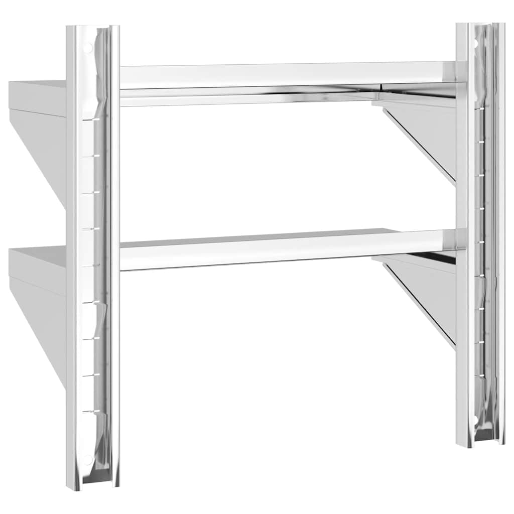 Mensola a Muro 2 Ripiani 50x23,5x48cm Argento in Acciaio Inox | homemem39