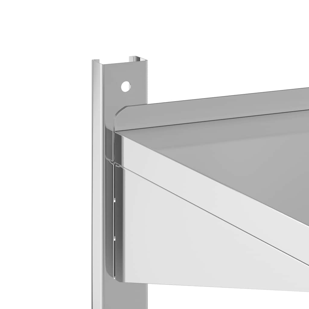 Mensola a Muro 2 Ripiani 50x23,5x48cm Argento in Acciaio Inox | homemem39