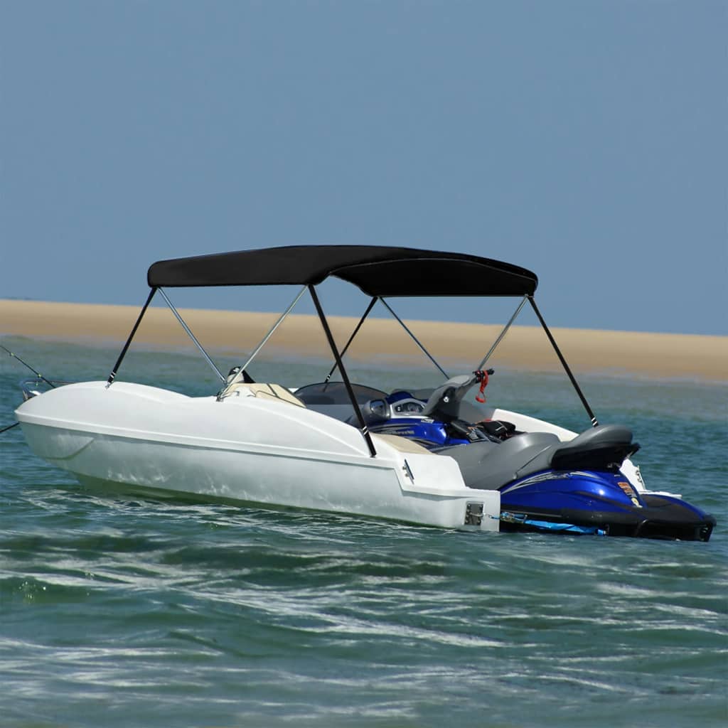 Bimini di Prua con Tendalino 2 Archi Nero 150x120x110 cm