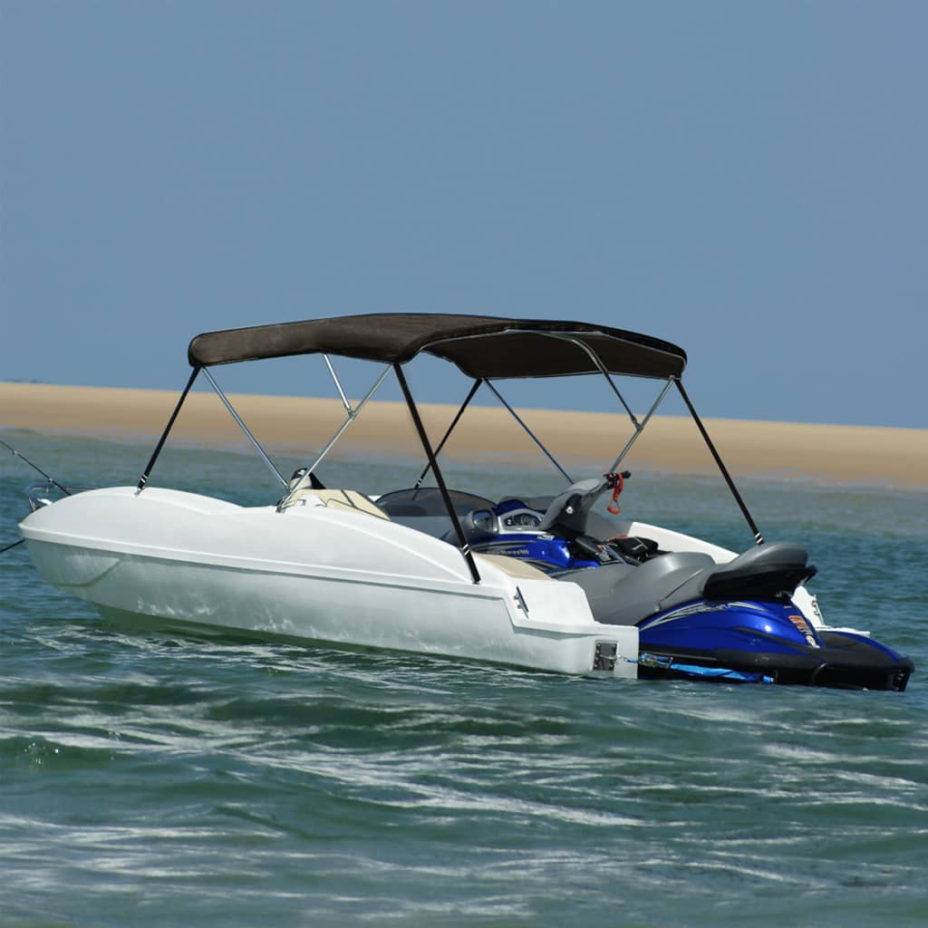 Bimini di Prua con Tendalino 3 Archi Nero 183x140x137 cm