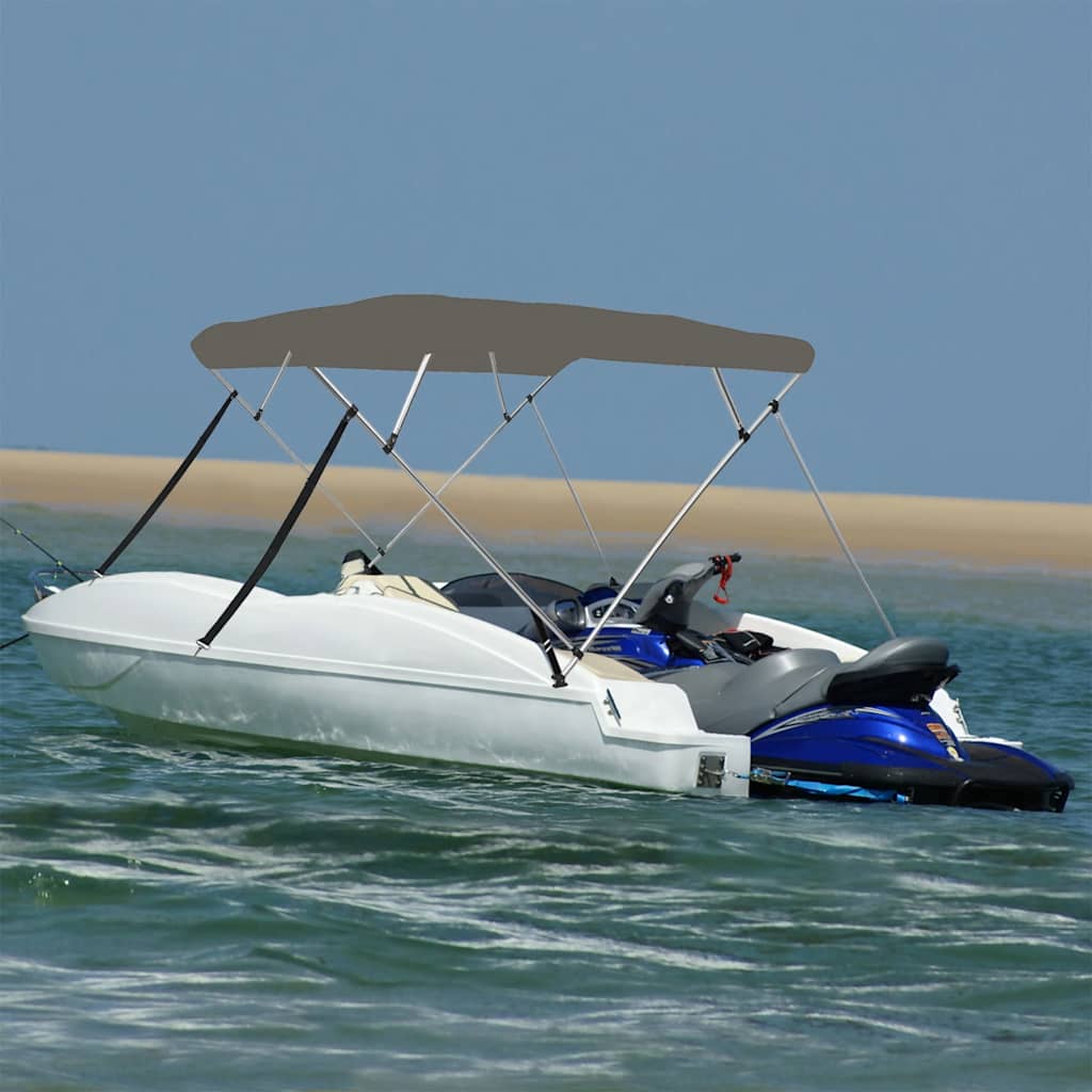 Bimini di Prua con Tendalino 4 Archi Grigio 243x210x137 cm