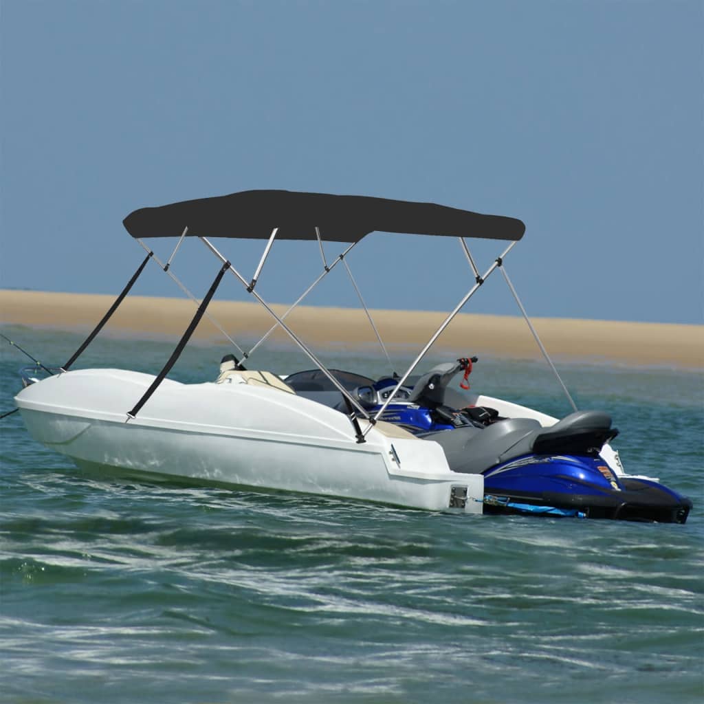 Bimini di Prua con Tendalino 4 Archi Nero 243x180x137 cm