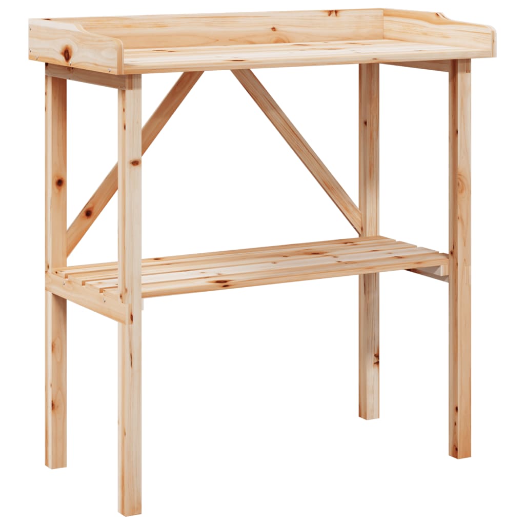 Tavolo Piante con Ripiano 78x38x,82,5cm Legno Massello di Abete | homemem39
