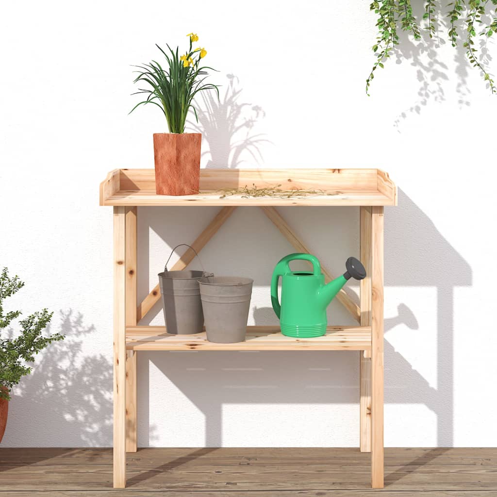 Tavolo Piante con Ripiano 78x38x,82,5cm Legno Massello di Abete | homemem39