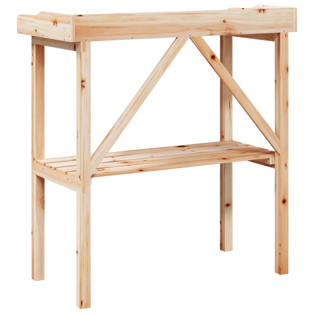 Tavolo Piante con Ripiano 78x38x,82,5cm Legno Massello di Abete | homemem39