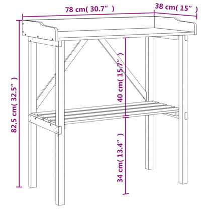 Tavolo Piante con Ripiano 78x38x,82,5cm Legno Massello di Abete | homemem39