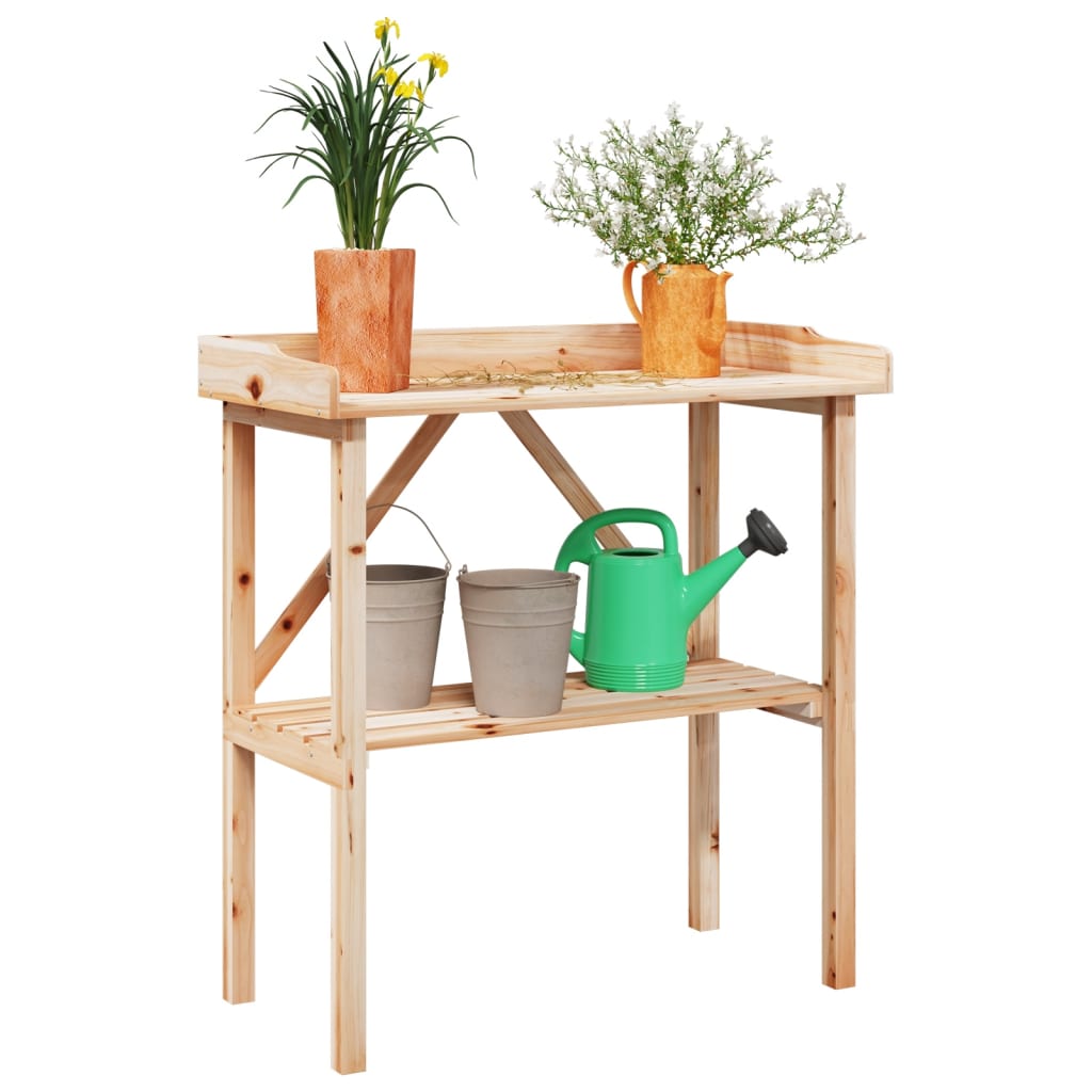 Tavolo Piante con Ripiano 78x38x,82,5cm Legno Massello di Abete | homemem39