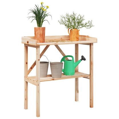 Tavolo Piante con Ripiano 78x38x,82,5cm Legno Massello di Abete | homemem39